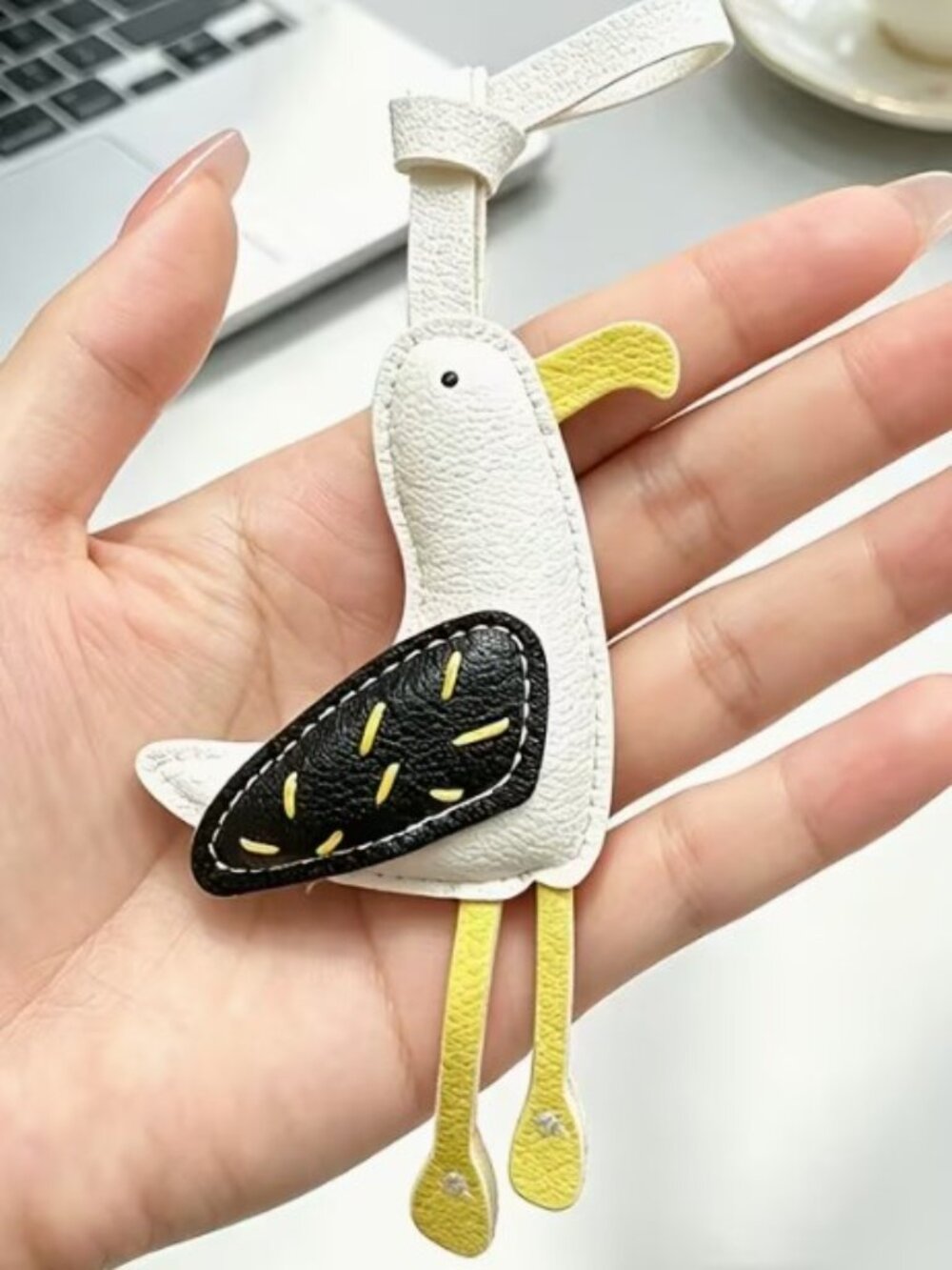New Faux Leather Seagull Bird Bag Backpack Charm - Picture 3 of 5